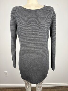 Aritzia Wilfred Campanule Ribbed Silk Cashmere Sweater Dress Gray Small S